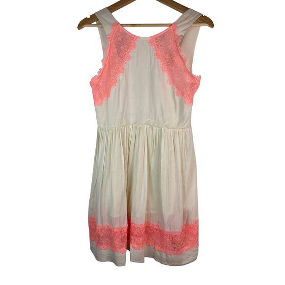 Free People Women's Size XS Cream Orange Lace Sleeveless Scoop Neck A-Line Dress - Picture 1 of 8